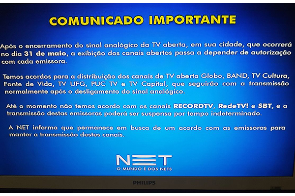 Anatel e emissoras decidem adiar desligamento analógico em Goiânia para 21 de junho