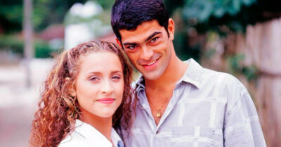 Gabriela Alves (Glorinha) e Eduardo Moscovis (Tito) em Mulheres de Areia (Divulgação / Globo)