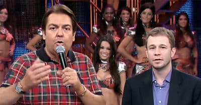 Fausto Silva e Tiago Leifert no Domingão do Faustão (Reprodução / Globo)