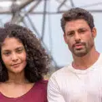 Barbara Reis (Aline) e Cauã Reymond (Caio) em Terra e Paixão (João Miguel Júnior / Globo)