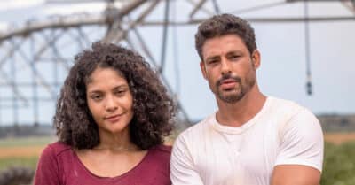 Barbara Reis (Aline) e Cauã Reymond (Caio) em Terra e Paixão (João Miguel Júnior / Globo)