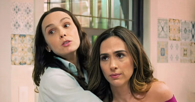 Débora Falabella (Lucinda) e Tatá Werneck (Anely) em Terra e Paixão (Reprodução / Globo)