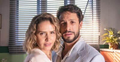 Leona Cavalli (Gladys) e Rainer Cadete (Luigi) em Terra e Paixão (Paulo Belote / Globo)