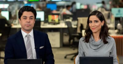 Tiago Eltz e Julia Duailibi no comando do GloboNews Mais (Reprodução / GloboNews)