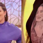 Tati Machado e a tatuagem em homenagem a Fátima Bernardes (Montagem / TV História)