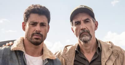 Cauã Reymond (Caio) e Charles Fricks (Ademir) em Terra e Paixão (João Miguel Júnior / Globo)