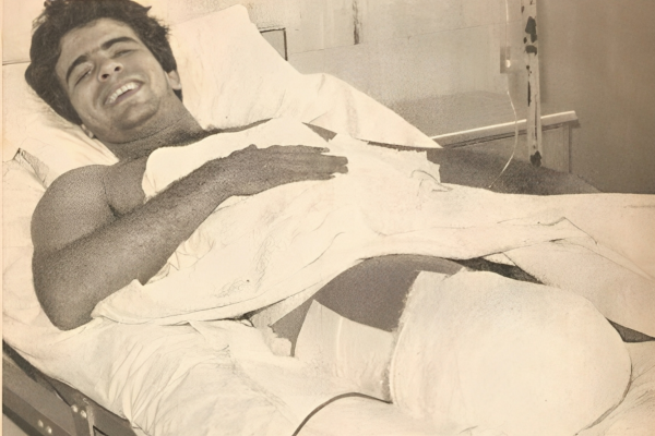 Wagner Montes no hospital após perder parte da perna