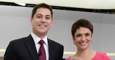 Evaristo Costa e Sandra Annenberg no Jornal Hoje