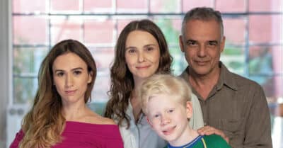 Tata Werneck, Débora Falabella, Ângelo Antônio e Felipe Melquiades em Terra e Paixão (Divulgação / Globo)