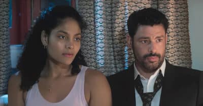 Barbara Reis (Aline) e Cauã Reymond (Caio) em Terra e Paixão (Reprodução / Globo)