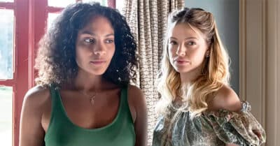 Aline (Barbara Reis) e Graça (Agatha Moreira) em Terra e Paixão (Divulgação / Globo)