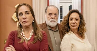 Gloria Pires, Tony Ramos e Eliane Giardini em Terra e Paixão (Divulgação / Globo)