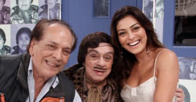 Lúcio Mauro, Chico Anysio e Juliana Paes no Zorra Total (Divulgação / Globo)