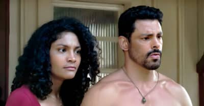 Aline (Barbara Reis) e Caio (Cauã Reymond) em Terra e Paixão