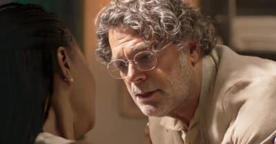 Valdineia Soriano (Manuela) e Eduardo Moscovis (Ariosto) em No Rancho Fundo