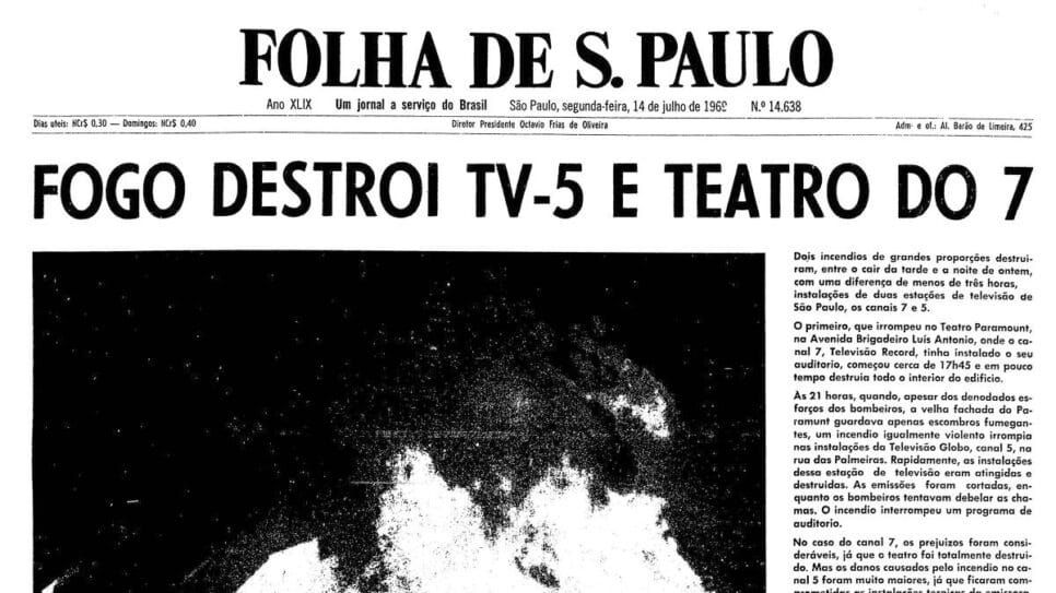 Notícia dos incêndios ocorridos em 1969